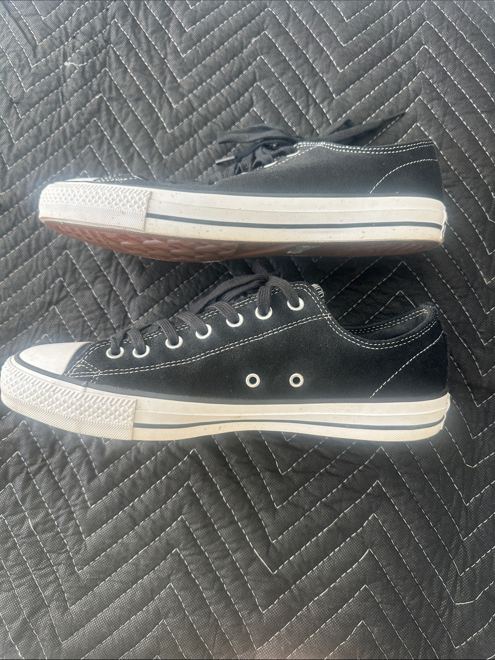 Converse Black Canvas Low-Top Sneakers with White Toe Cap - Picture 2 of 5